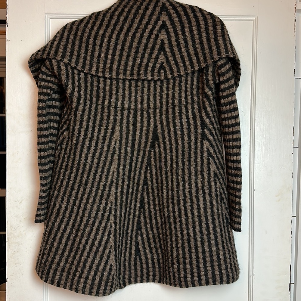 Made in Italy Striped Draped Cardigan | Waterfall Open Knit · Lineamaglia - Picture 6 of 6